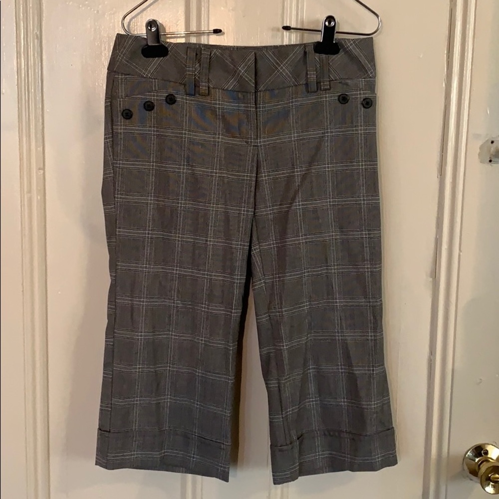 Gray and white plaid Capri Pants